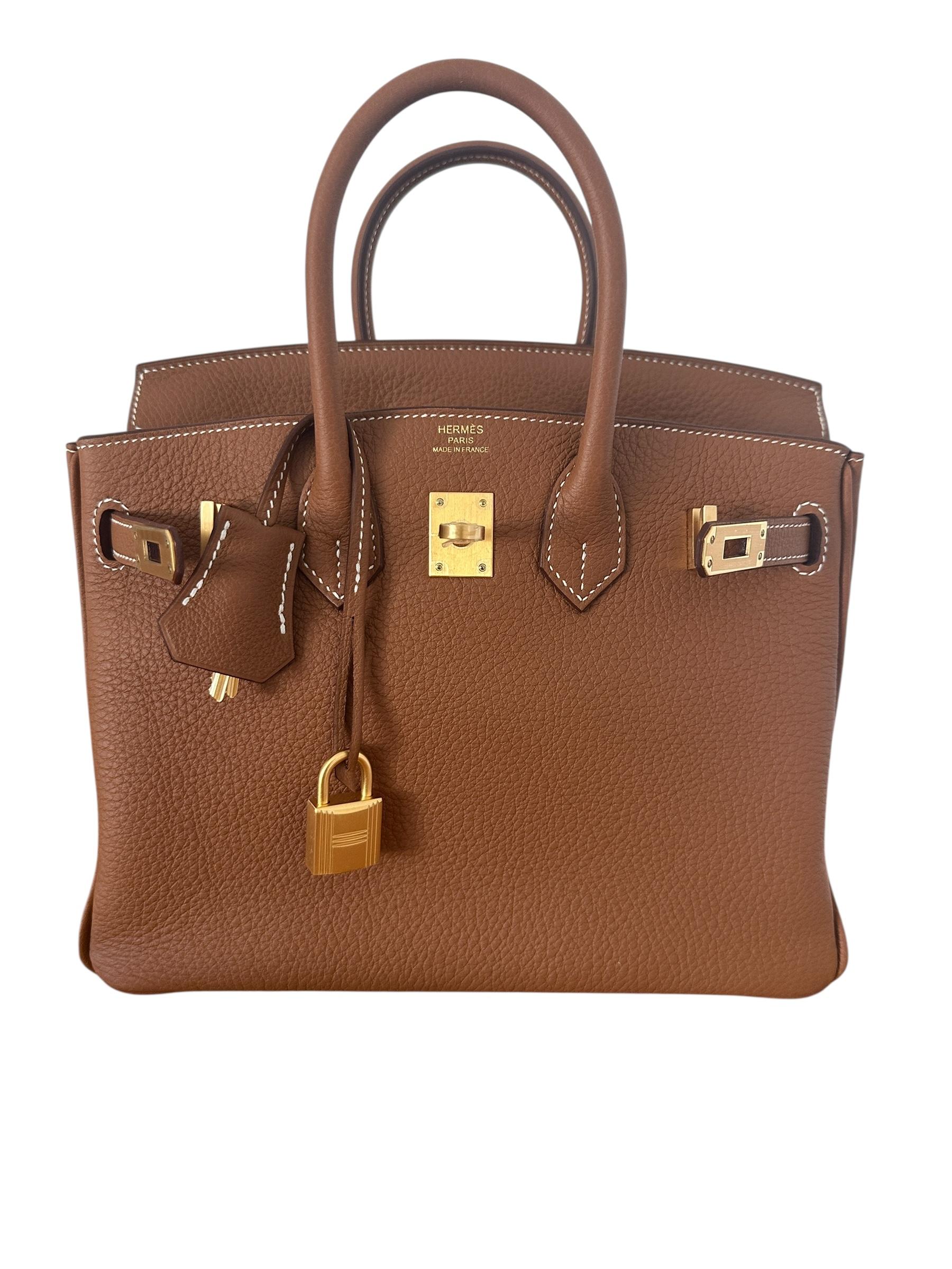 Hermes Birkin Sac 25cm Gold Togo Brushed Gold Hardware en vente 1