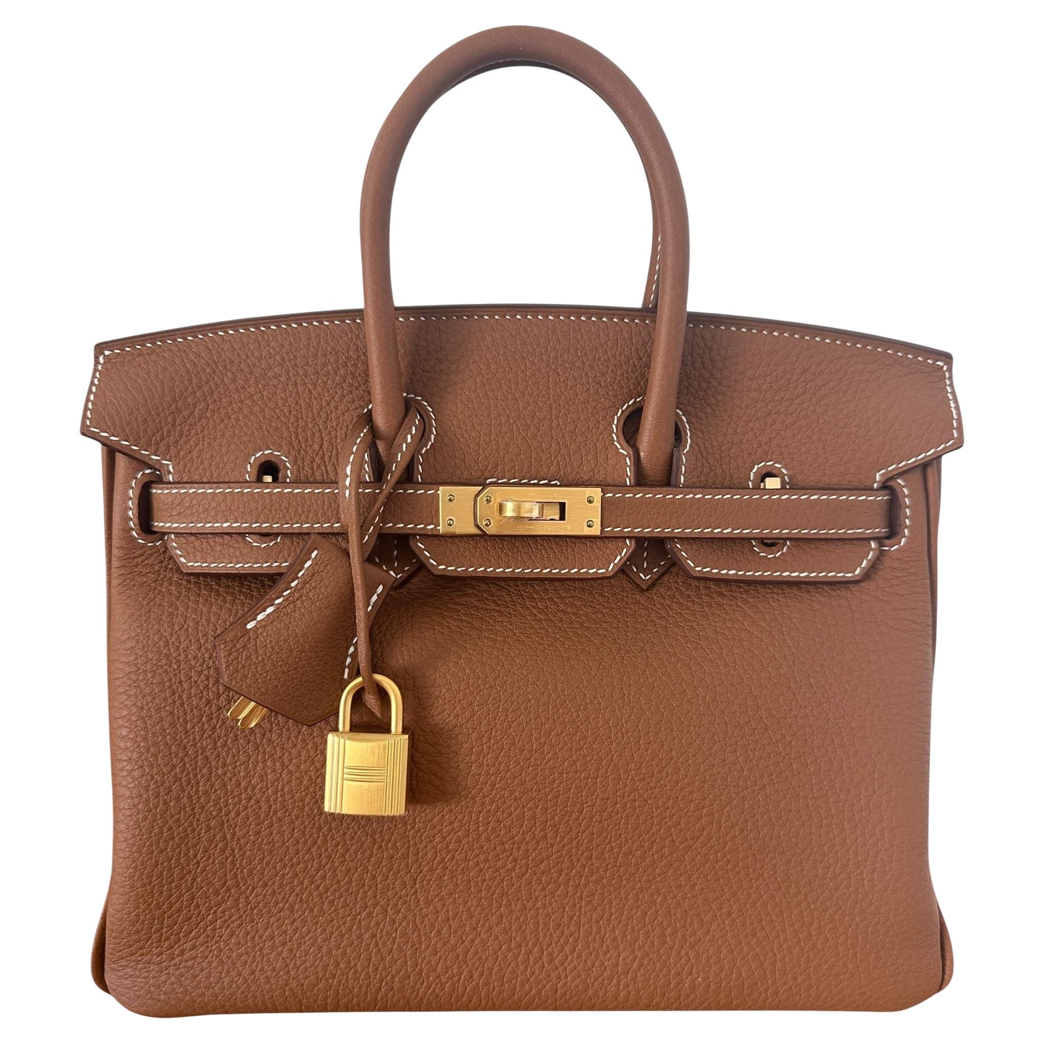 Hermes Birkin Sac 25cm Gold Togo Brushed Gold Hardware en vente