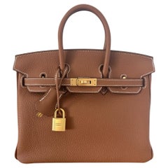 Hermes Birkin Sac 25cm Gold Togo Brushed Gold Hardware