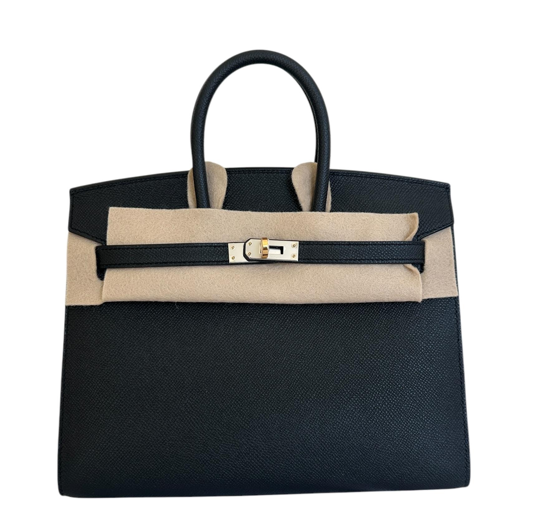 Hermes Birkin 25cm Tasche Sellier Schwarz  Electrum Hardware Gold und Palladium 3