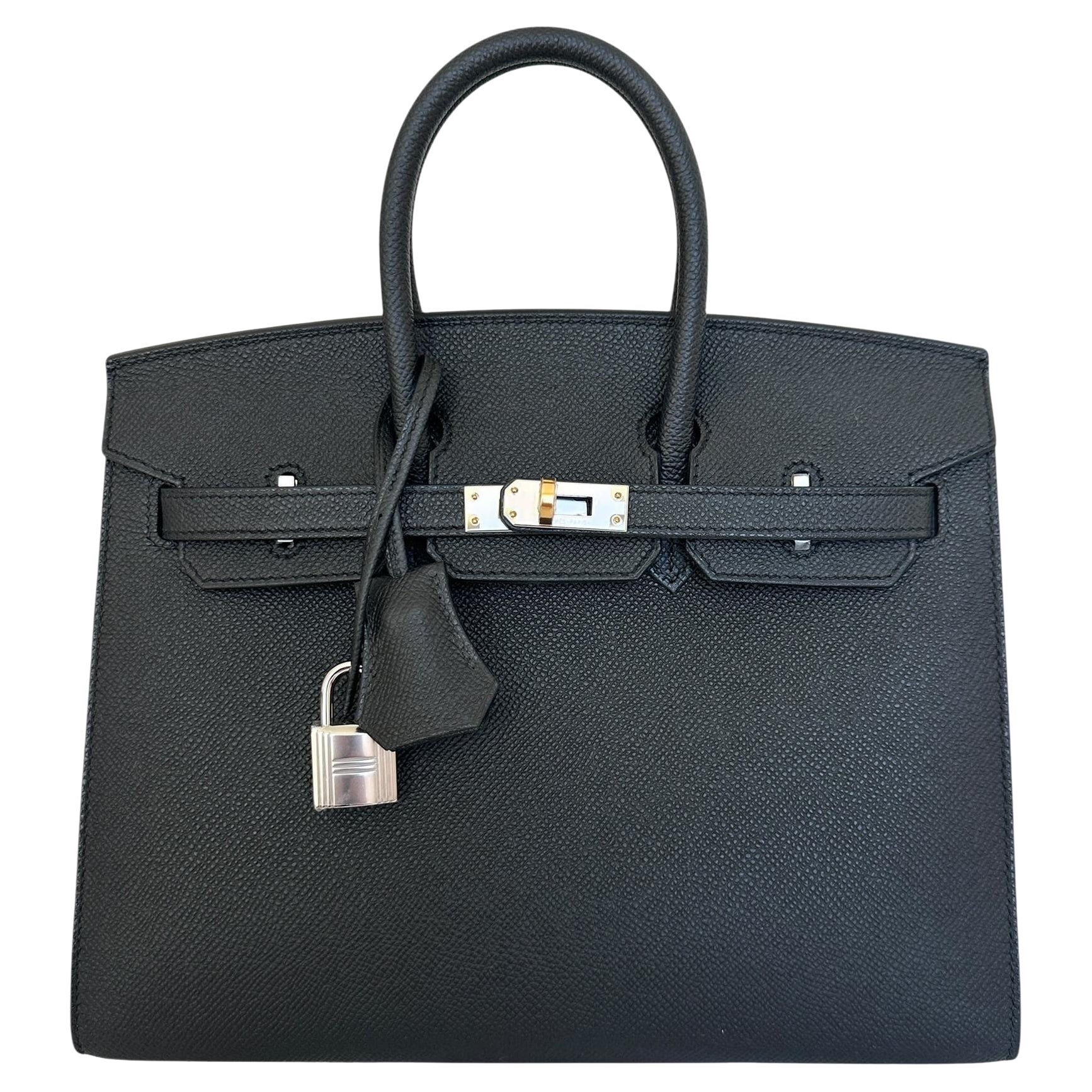 Hermes Birkin 25cm Tasche Sellier Schwarz  Electrum Hardware Gold und Palladium