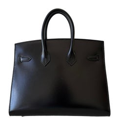 Hermes  Birkin 25cm Bag Sellier Black Rare Box Leather New