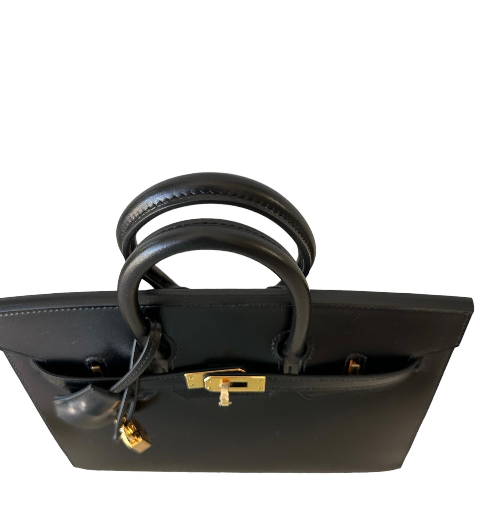 Hermes  Birkin 25cm Bag Sellier Black Rare Box Leather New For Sale 1