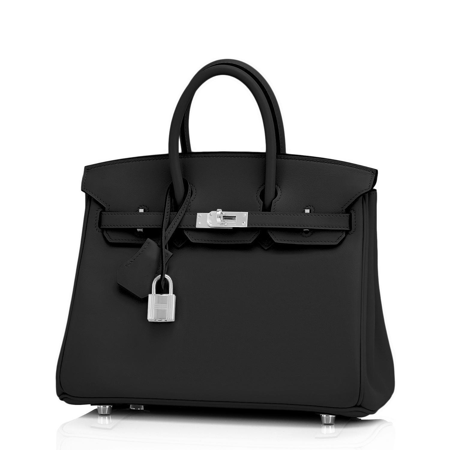 Hermes Birkin 25cm Black Swift Palladium Hardware Y Stamp, 2020
Brand New in Box.  Store Fresh. Pristine Condition (with plastic on hardware)
Just purchased from Hermes store; bag bears new interior 2020 Y stamp.
Perfect gift! Comes full set with