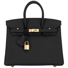 Hermes Birkin 25cm Black Togo Gold Hardware Bag Jewel Y Stamp, 2020