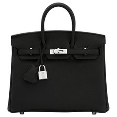 Hermes Birkin 25cm Black Togo Palladium Bag 