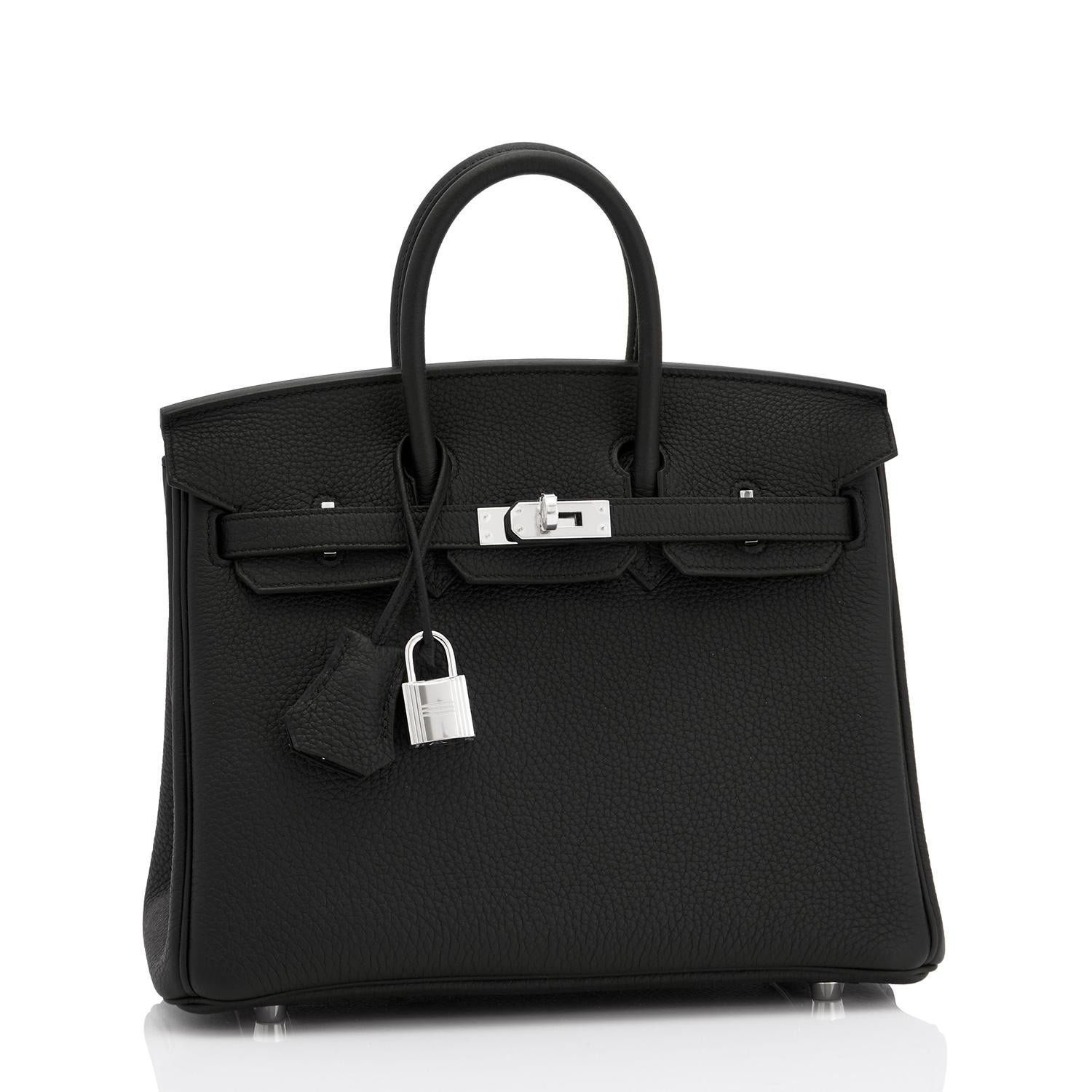 Hermes Birkin 25cm Black Togo Palladium Bag NEW 3