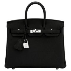 Hermès Birkin 25cm Noir Togo Palladium Sac Timbre Y:: 2020