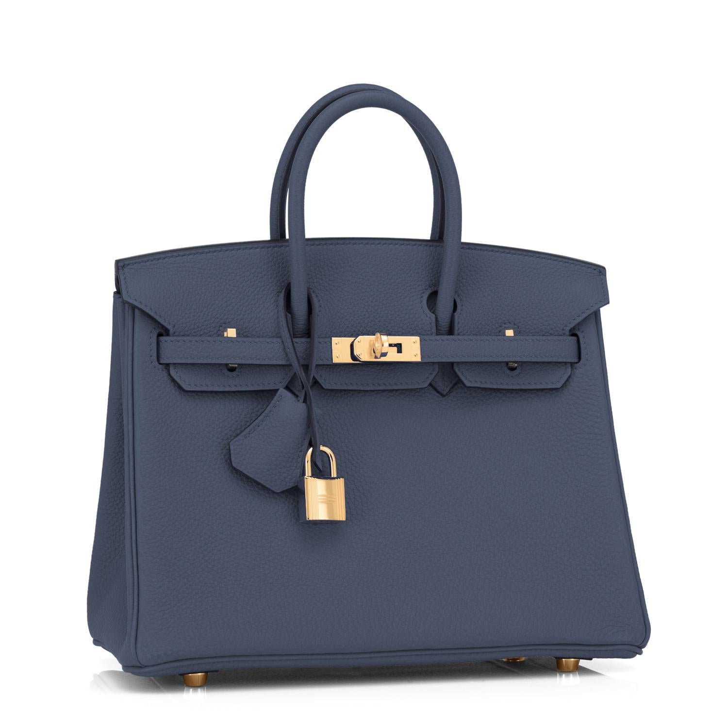 Hermes Navy Blue Nuit Togo 25cm Birkin Gold Hardware Jewel-Toned Y Stamp, 2020
Just purchased from Hermes store! Bag bears new interior 2020 Y Stamp.
Brand New in Box. Store fresh. Pristine Condition (with plastic on hardware)
Perfect gift!  Comes