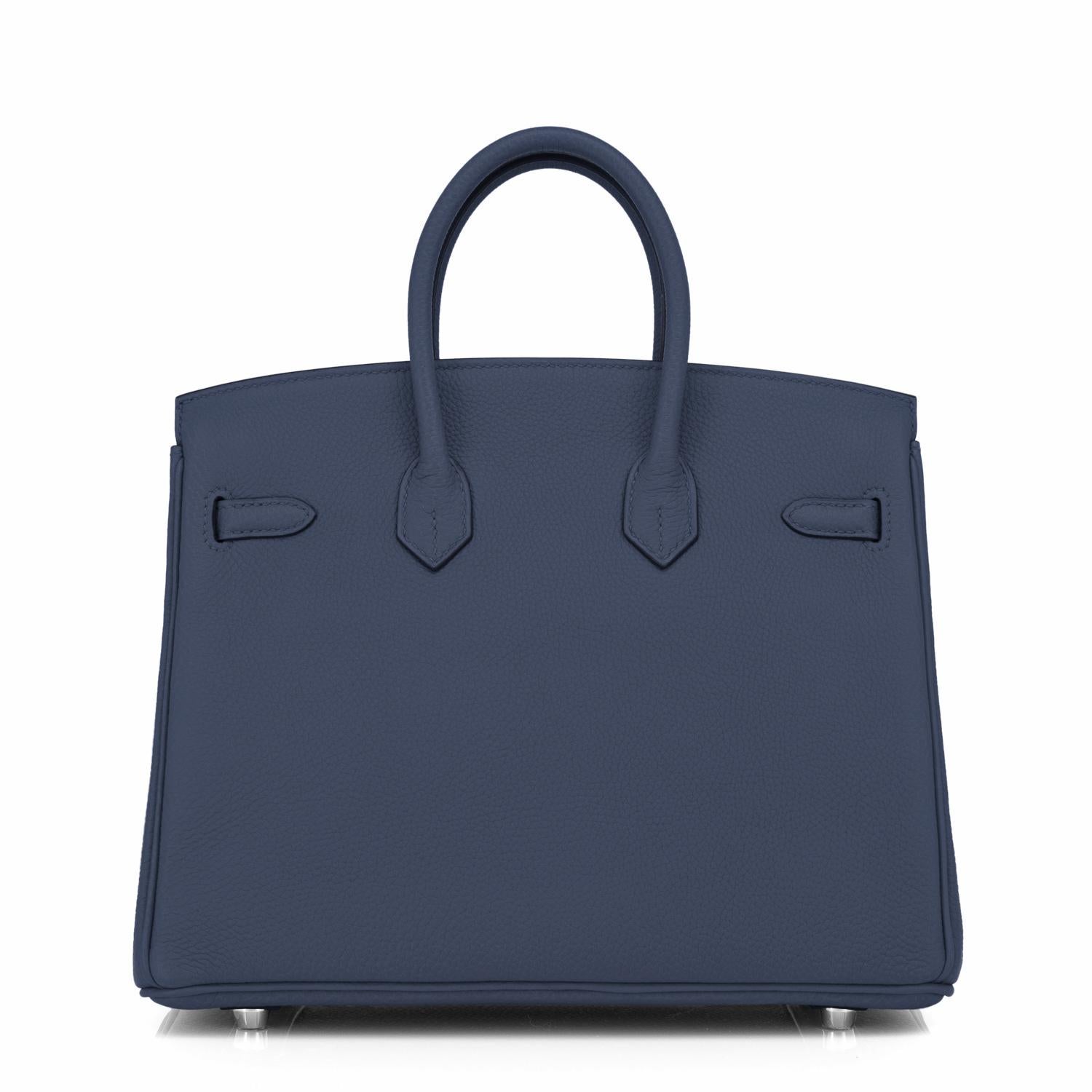 Black Hermes Birkin 25cm Blue Nuit Navy Bag Z Stamp, 2021