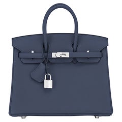Hermes Birkin 25cm Blue Nuit Navy Bag Z Stamp:: 2021