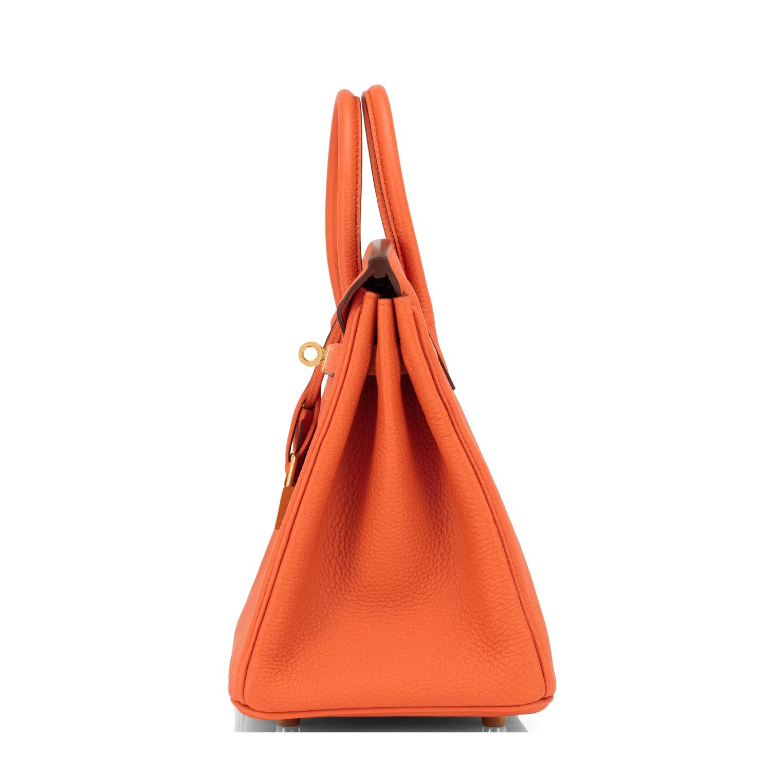 Hermes Birkin 25cm Classic Hermes Orange Togo Gold Hardware Bag New 1