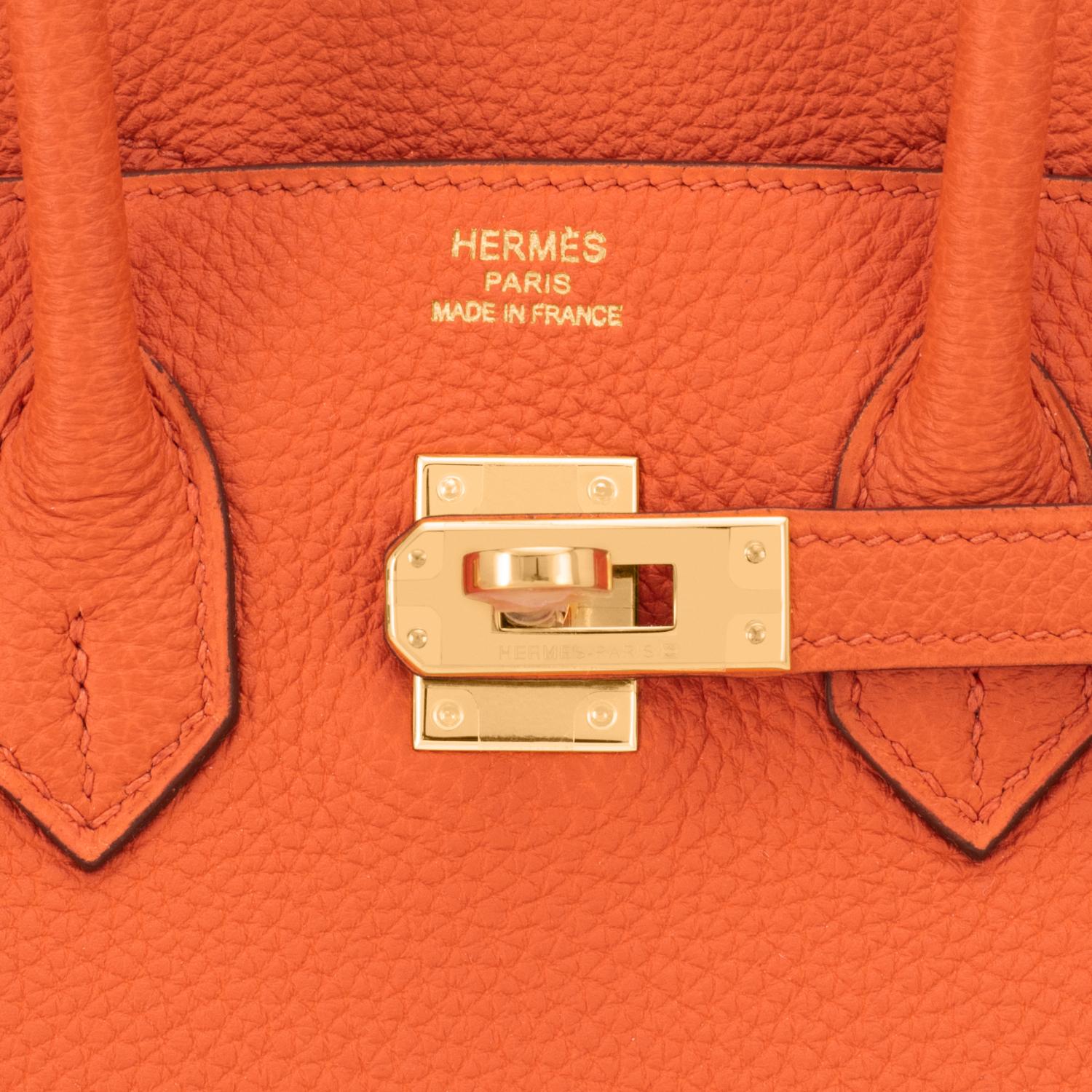 Hermes Birkin 25cm Classic Hermes Orange Togo Gold Hardware Bag New 5