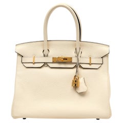 Hermès Birkin 25cm Craie Togo Leder w Gold Hardware