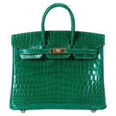 Hermes Birkin 25cm Emerald Porosus Crocodile with Gold hardware