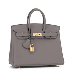 Hermes Birkin 25cm Etain Gold Hardware Grey Bag