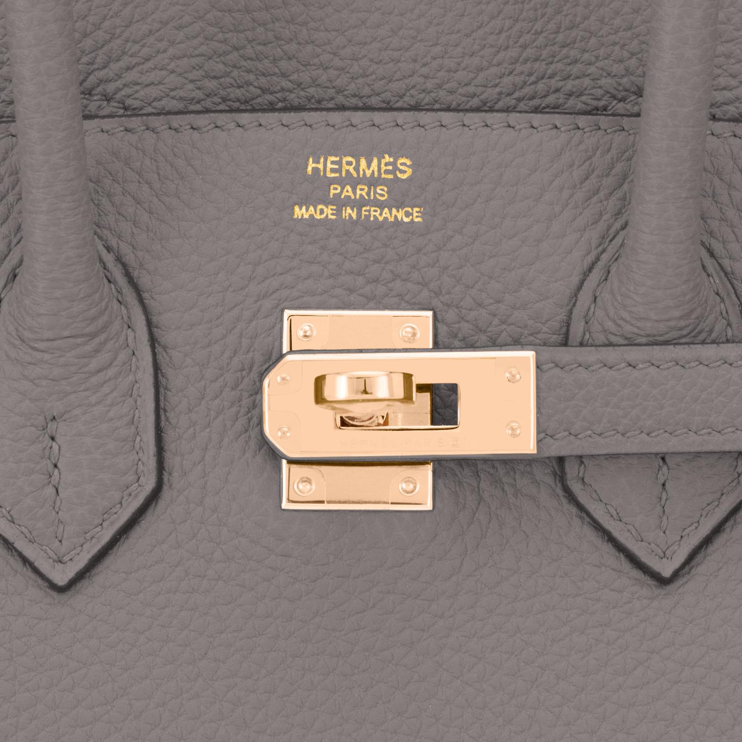 Hermès Birkin 25cm Etain Zinngraue Roségold Hardware Tasche Y Stempel, 2020 5