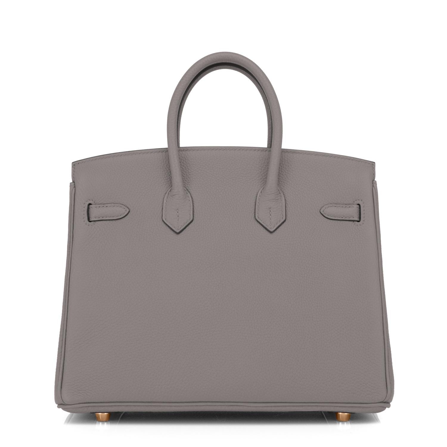 Hermès Birkin 25cm Etain Zinngraue Roségold Hardware Tasche Y Stempel, 2020 Damen