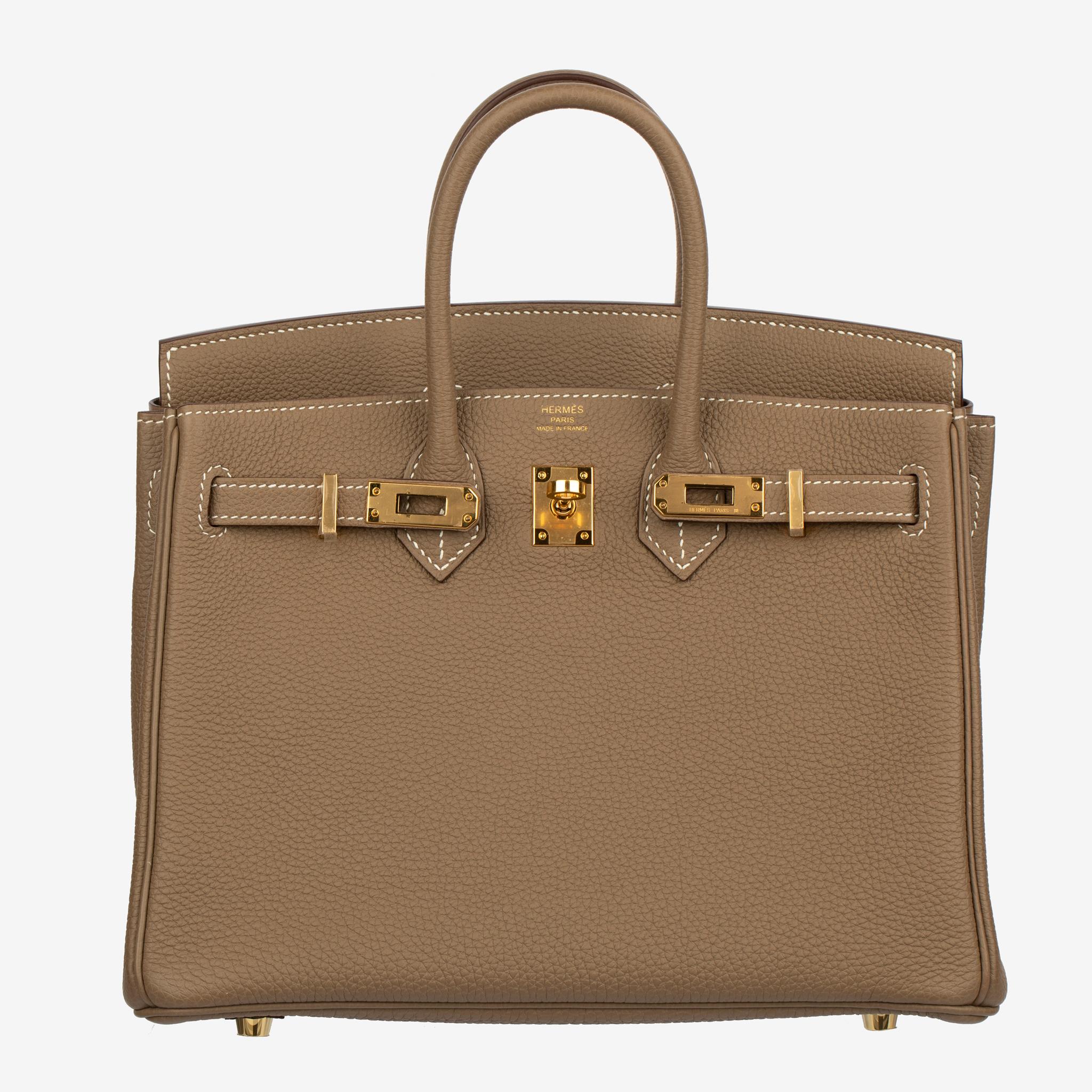 Hermes Birkin 25cm Etoupe Togo Pelle Hardware Oro in vendita 7