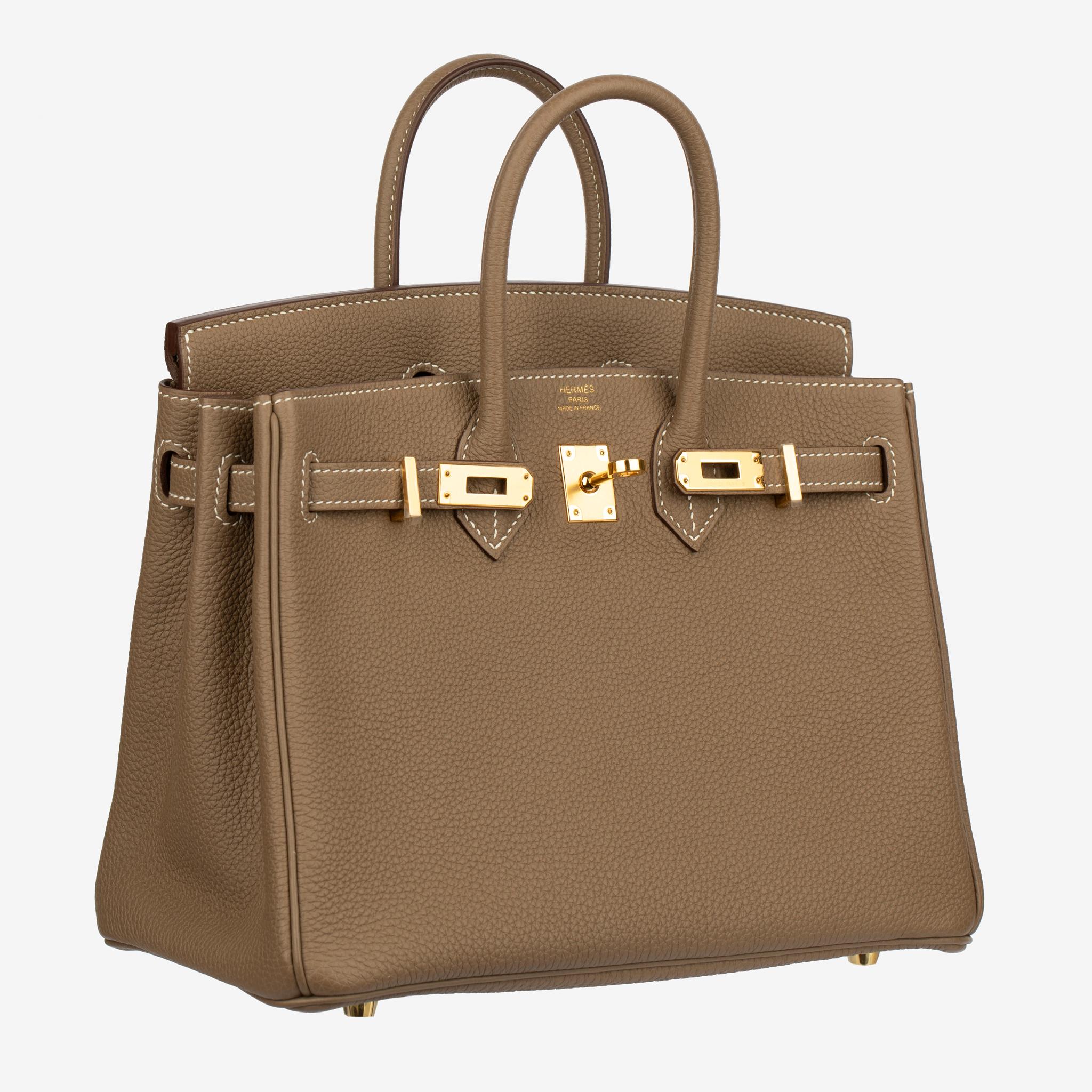 Hermes Birkin 25cm Etoupe Togo Pelle Hardware Oro in vendita 8