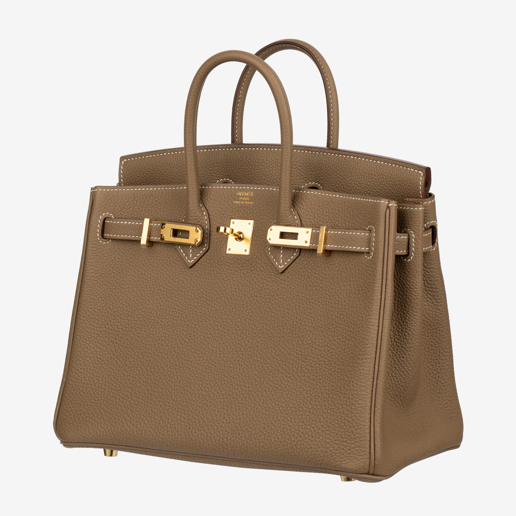Hermes Birkin 25cm Etoupe Togo Pelle Hardware Oro in vendita 10