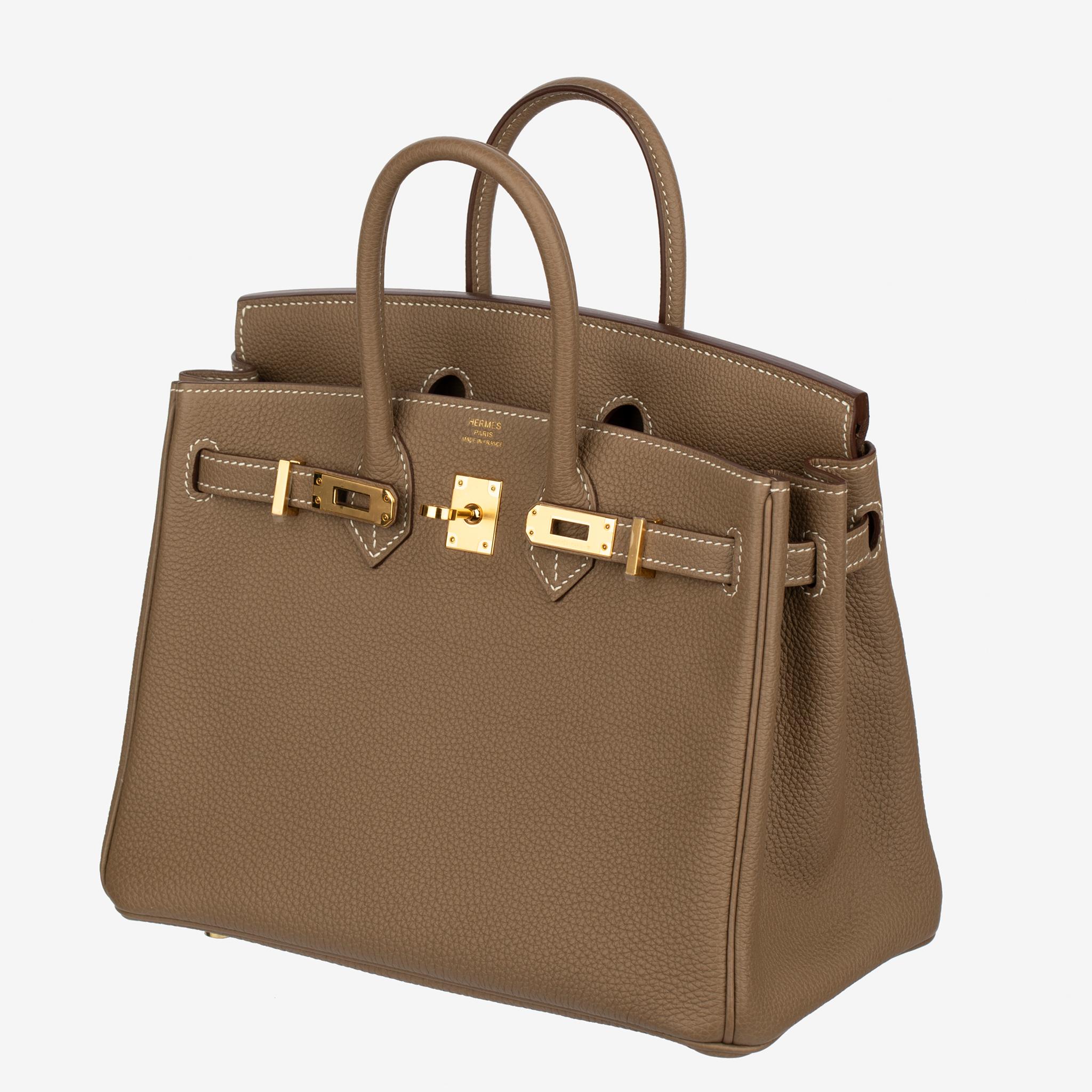 Hermes Birkin 25cm Etoupe Togo Pelle Hardware Oro in vendita 11