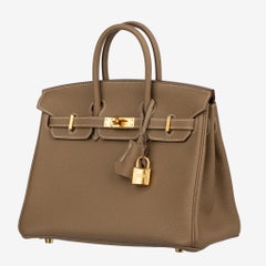 Hermes Birkin 25cm Etoupe Togo Piel Herraje Dorado