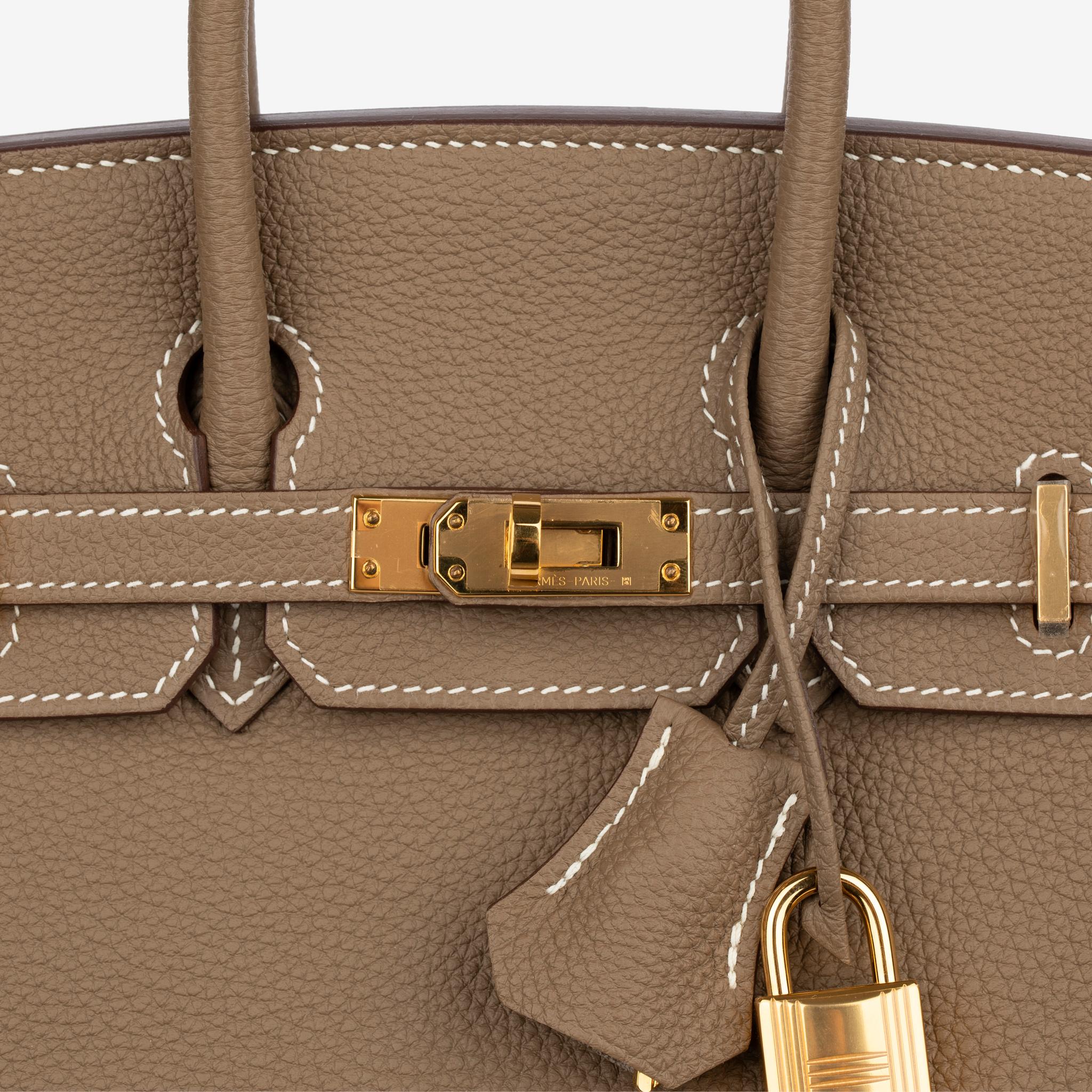 Hermes Birkin 25cm Etoupe Togo Pelle Hardware Oro in vendita 1
