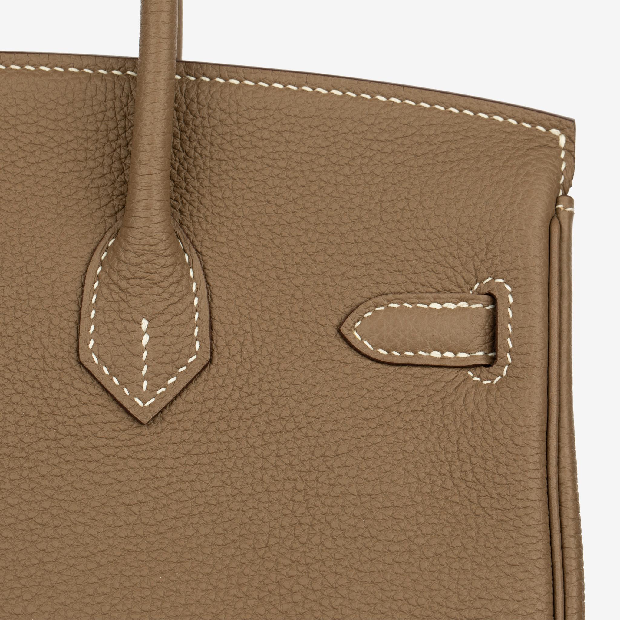 Hermes Birkin 25cm Etoupe Togo Pelle Hardware Oro in vendita 4