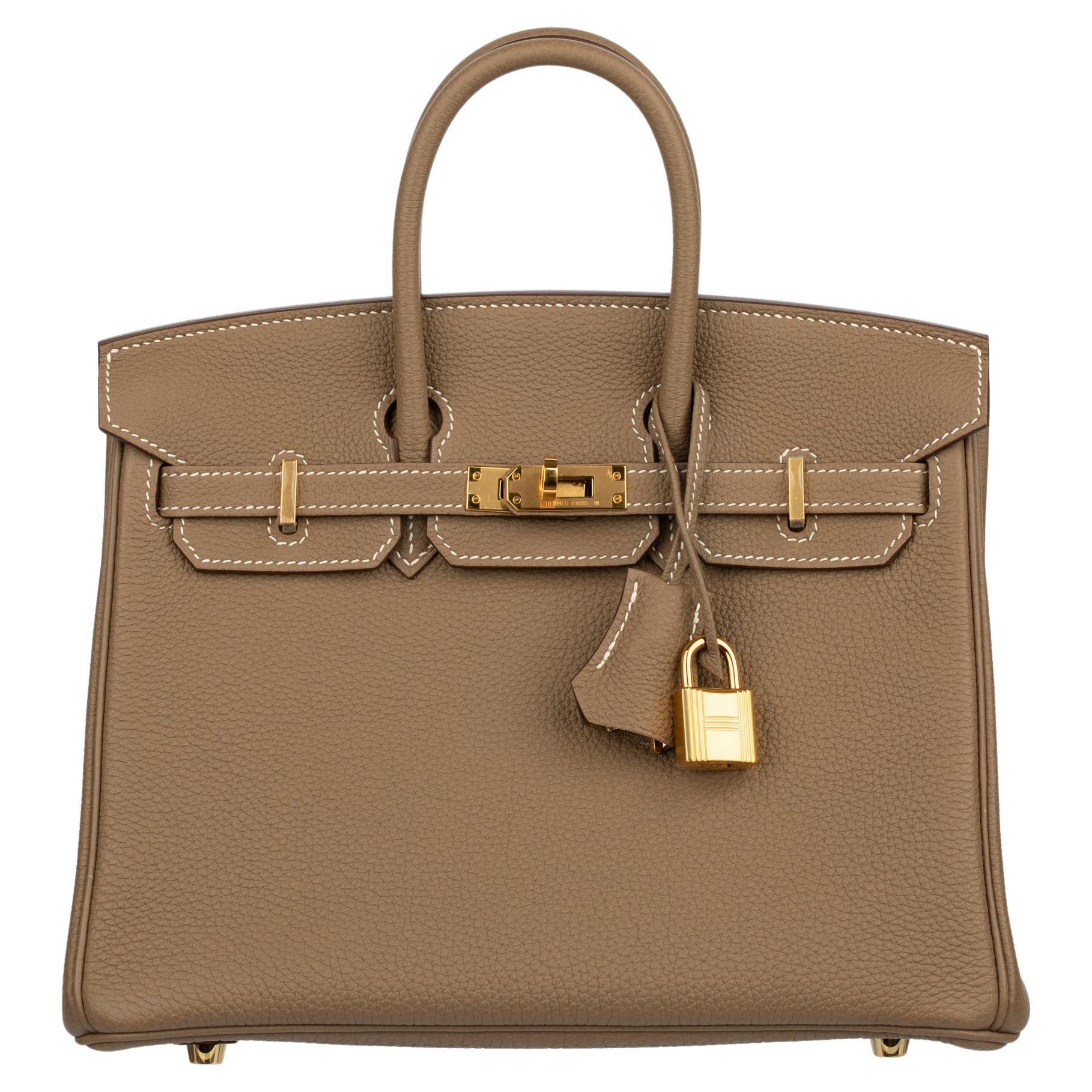 Hermes Birkin 25cm Etoupe Togo Pelle Hardware Oro in vendita