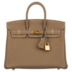 Hermes Birkin 25cm Etoupe Togo Leather Gold Hardware
