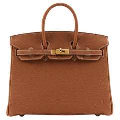 HERMÈS BIRKIN 25CM GOLD Togoleder mit goldenen Beschlägen