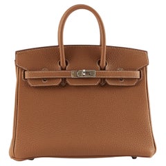 HERMÈS BIRKIN 25CM GOLD Togoleder mit Palladiumbeschlägen