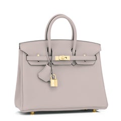 Hermes Birkin 25cm Gris Asphalte Grey Beige Bag Gold Hardware Y Stamp, 2020