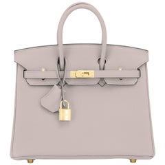 Hermes Birkin 25cm Gris Asphalte Grey Beige Sac Gold Hardware Timbre Y:: 2020