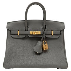 Hermès Birkin 25cm Gris Meyer Togo Leather w GH