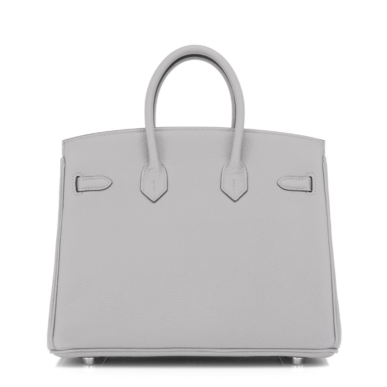 Gray Hermes Birkin 25cm Gris Mouette Grey Togo Bag Palladium Birkin NEW RARE