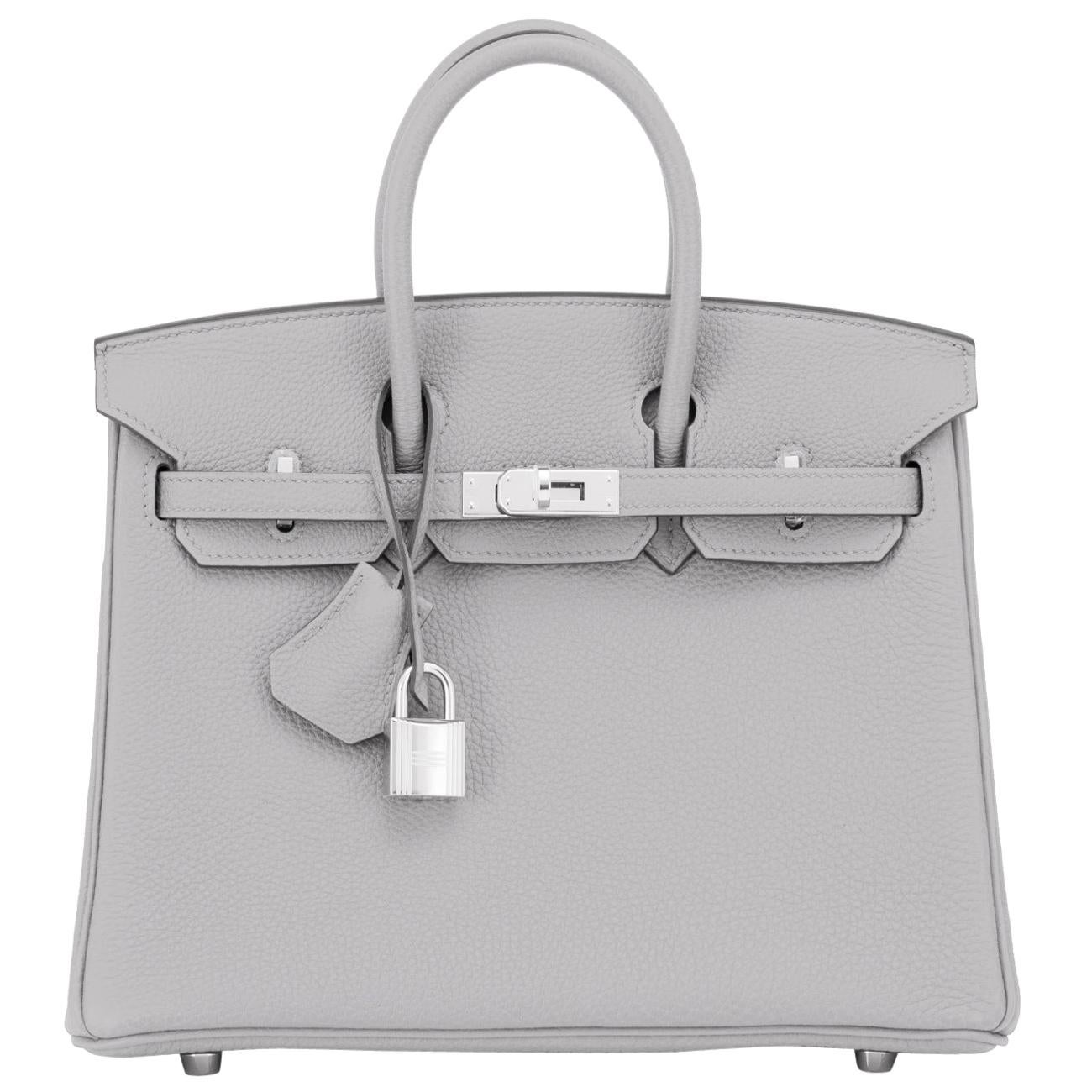 Hermes Birkin 25cm Gris Mouette Grey Togo Bag Palladium Birkin NEW RARE