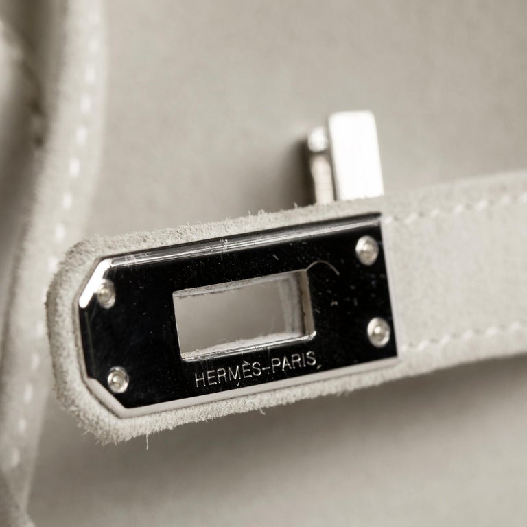 Hermès Birkin 25cm Gris Perle Doblis Suede Leather Palladium Hardware For  Sale at 1stDibs