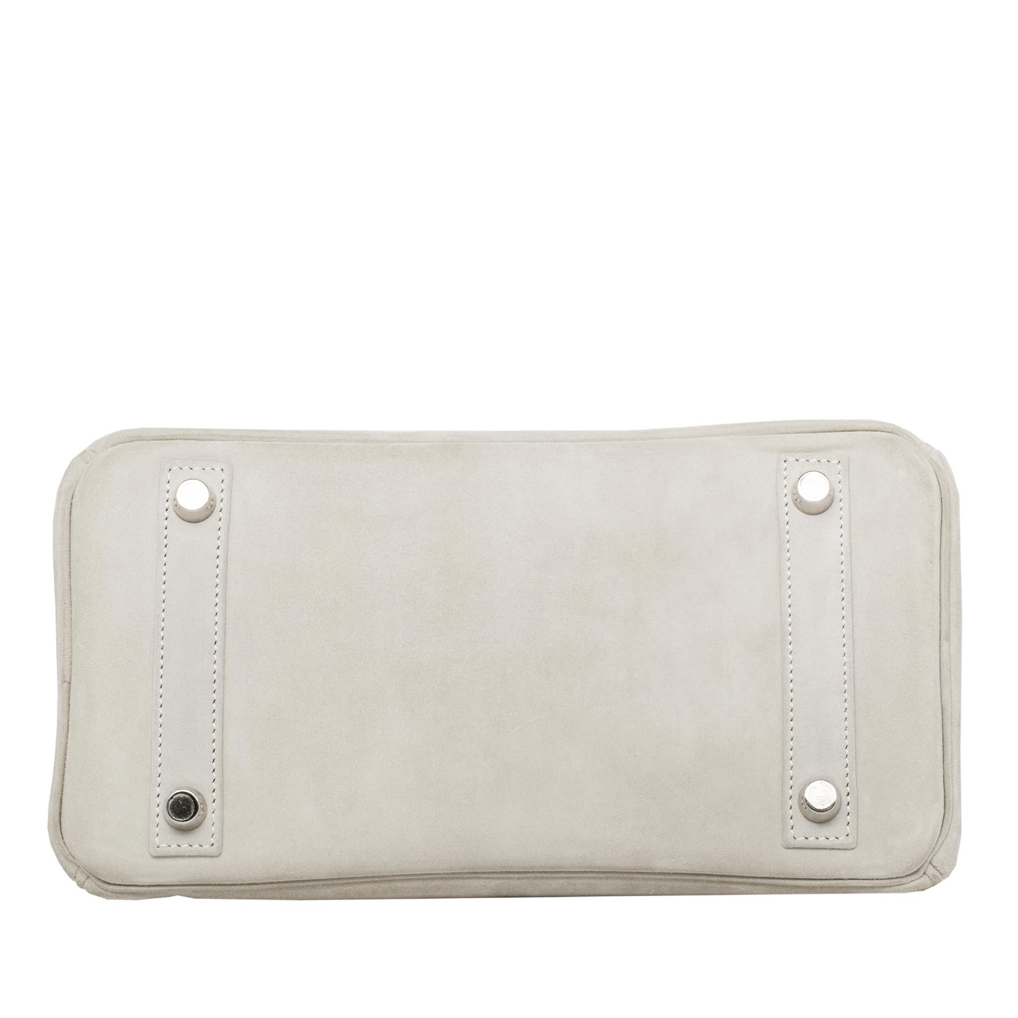 Hermès Birkin 25cm Gris Perle Doblis Suede Leather Palladium Hardware For Sale 1