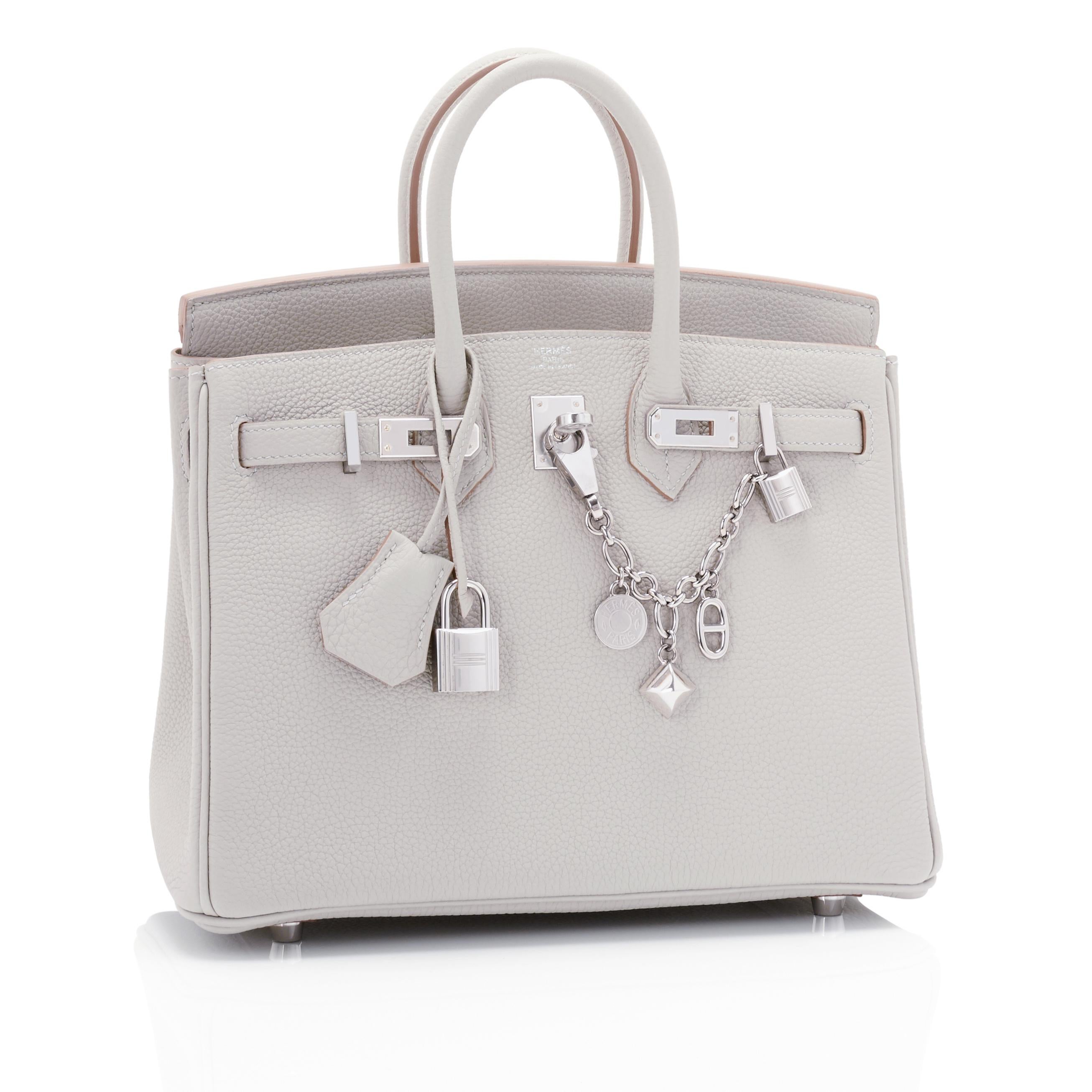 Hermes Birkin 25cm Gris Perle Togo Bag Palladium Hardware Pearl Gray Baby Birkin 3