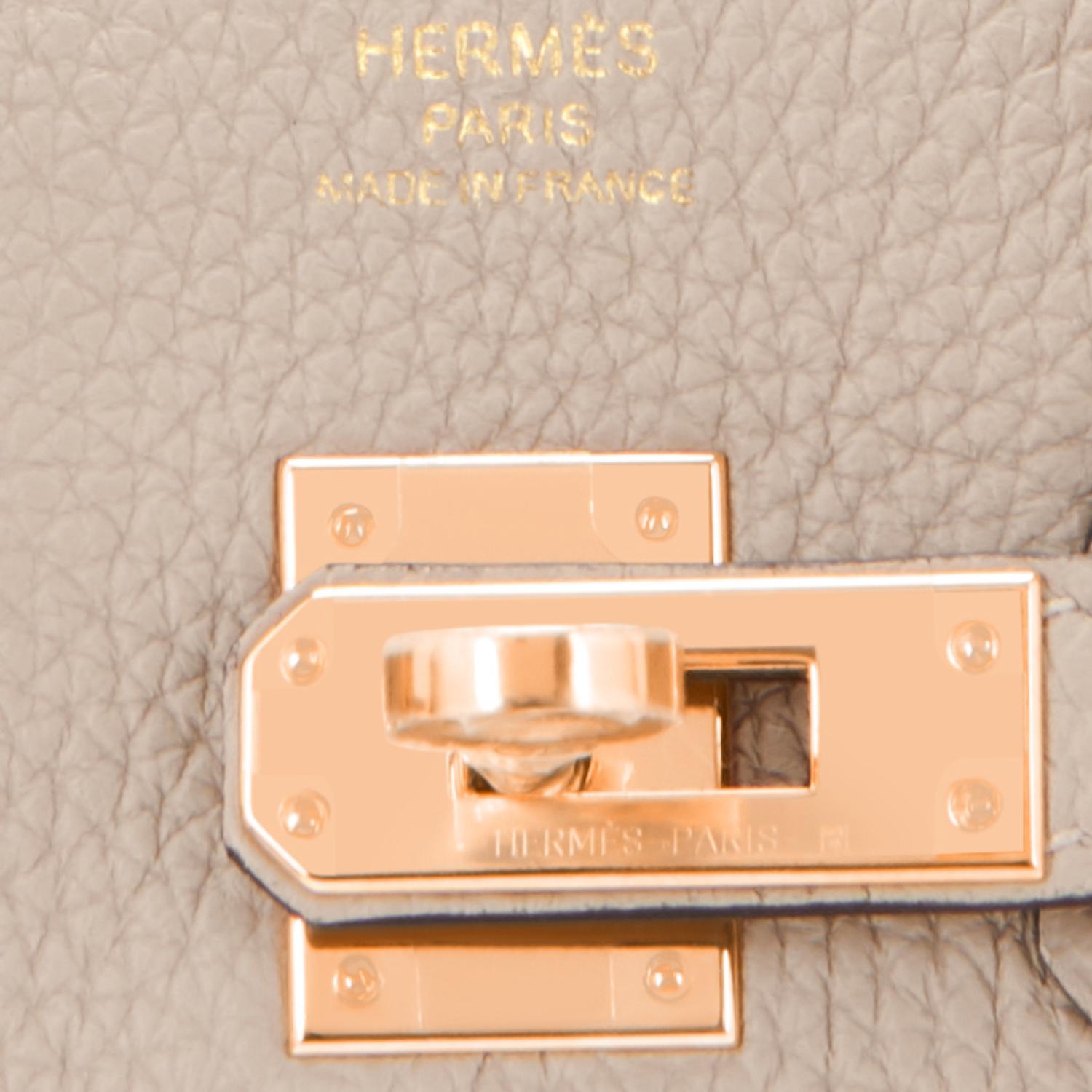 Hermes Birkin 25cm Gris Tourterelle Togo Bag Rose Gold Hardware 5