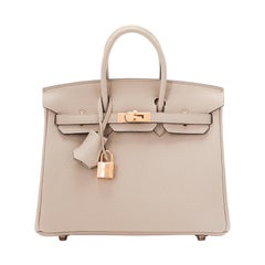 Hermes Birkin 25cm Gris Tourterelle Togo Bag Rose Gold Hardware For ...