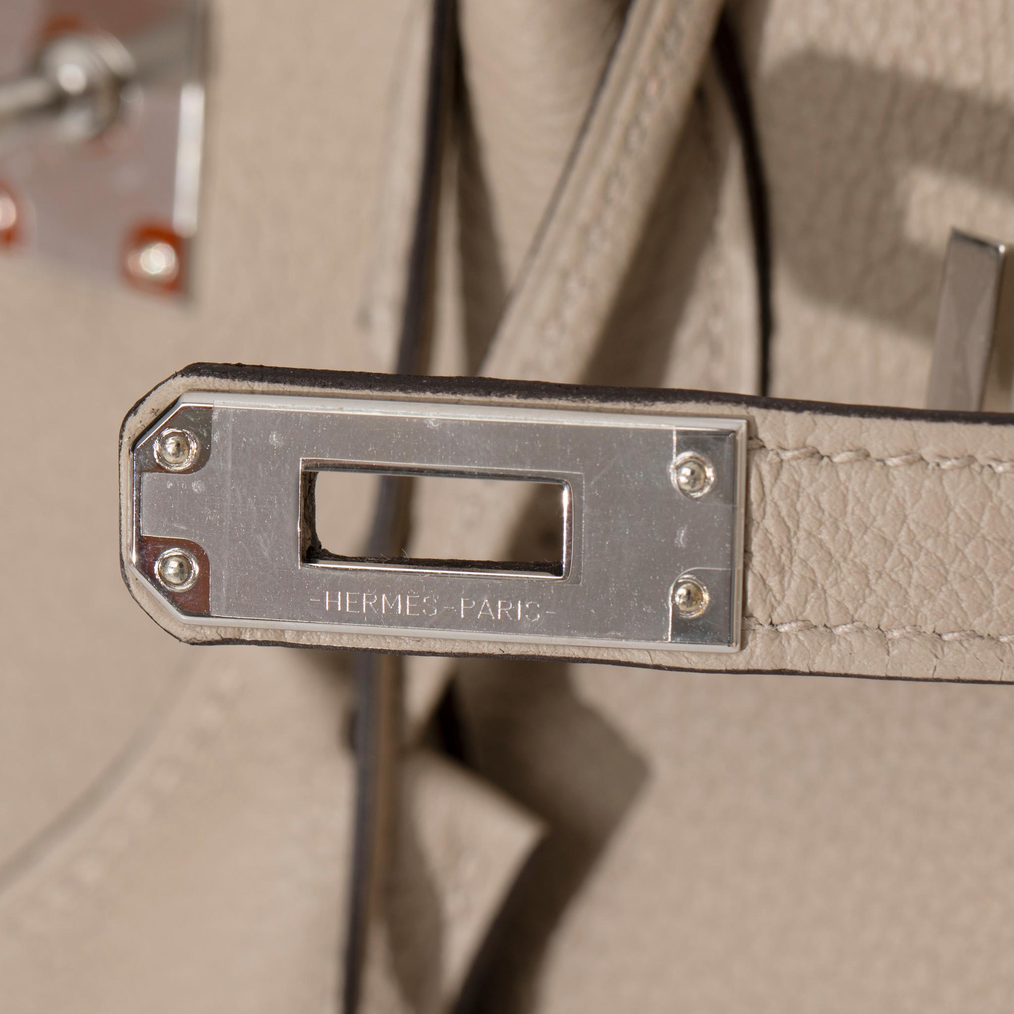 Hermes Birkin 25cm Gris Tourterelle Togo Leather Palladium Hardware 8