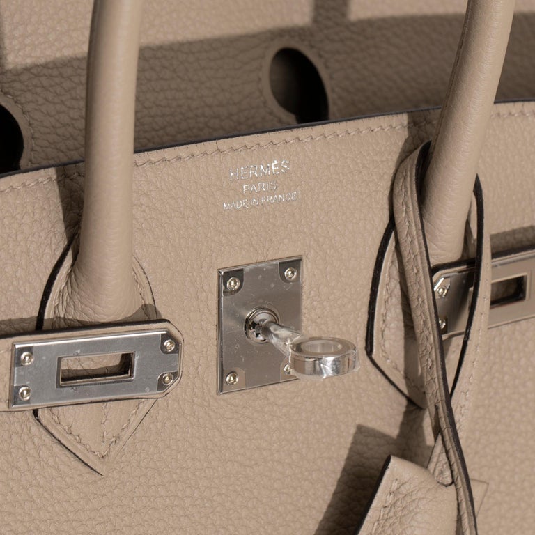 Hermès 25cm Gris Tourterelle Togo Leather Birkin with Palladium Hardware at  1stDibs
