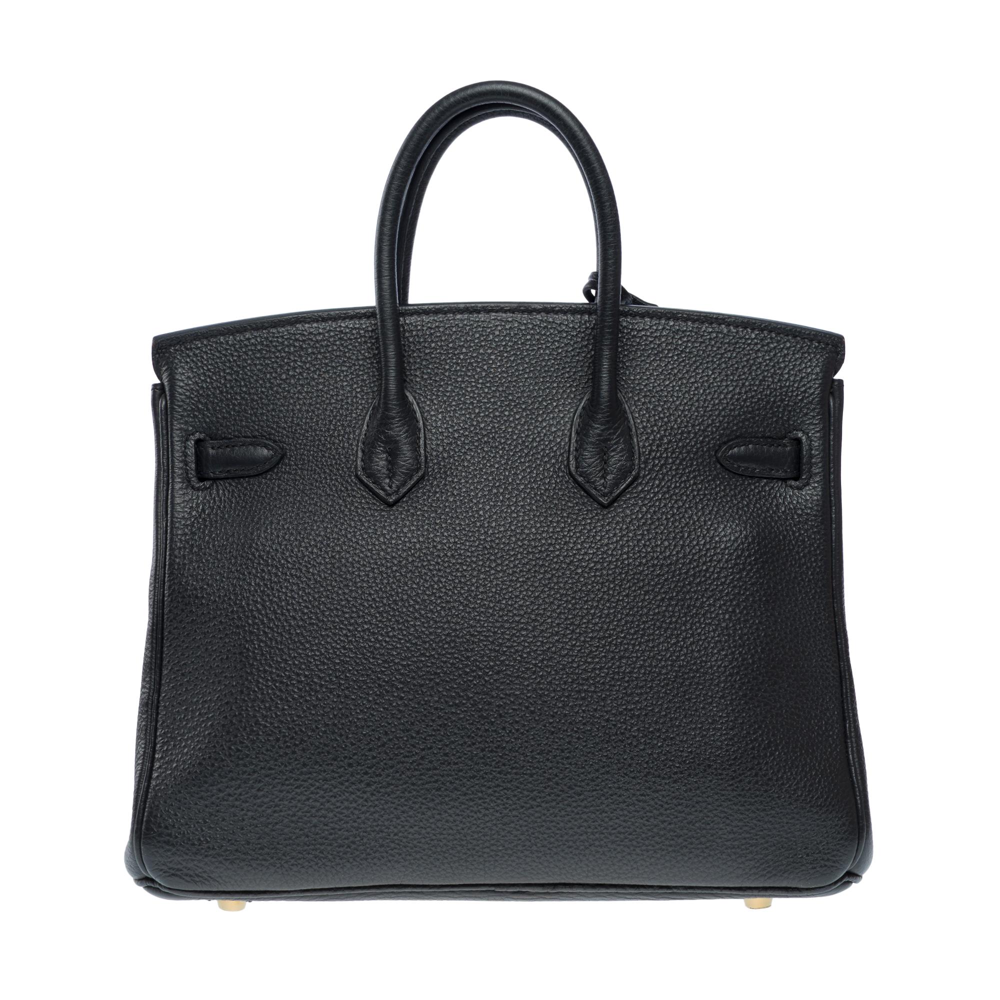 Hermes Birkin 25cm handbag in Black Togo Calf leather, GHW In Good Condition For Sale In Paris, IDF