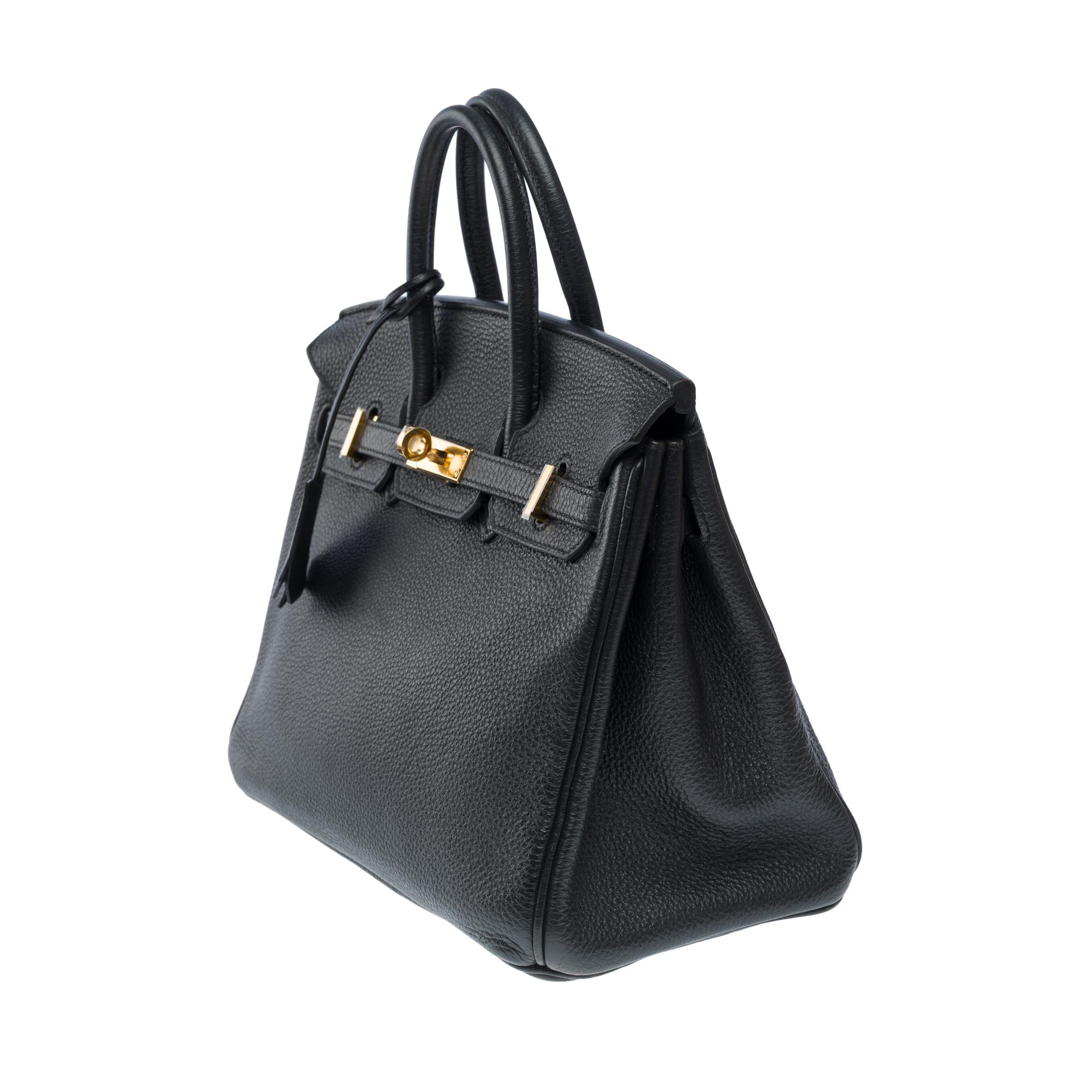 Women's Hermes Birkin 25cm handbag in Black Togo Calf leather, GHW For Sale