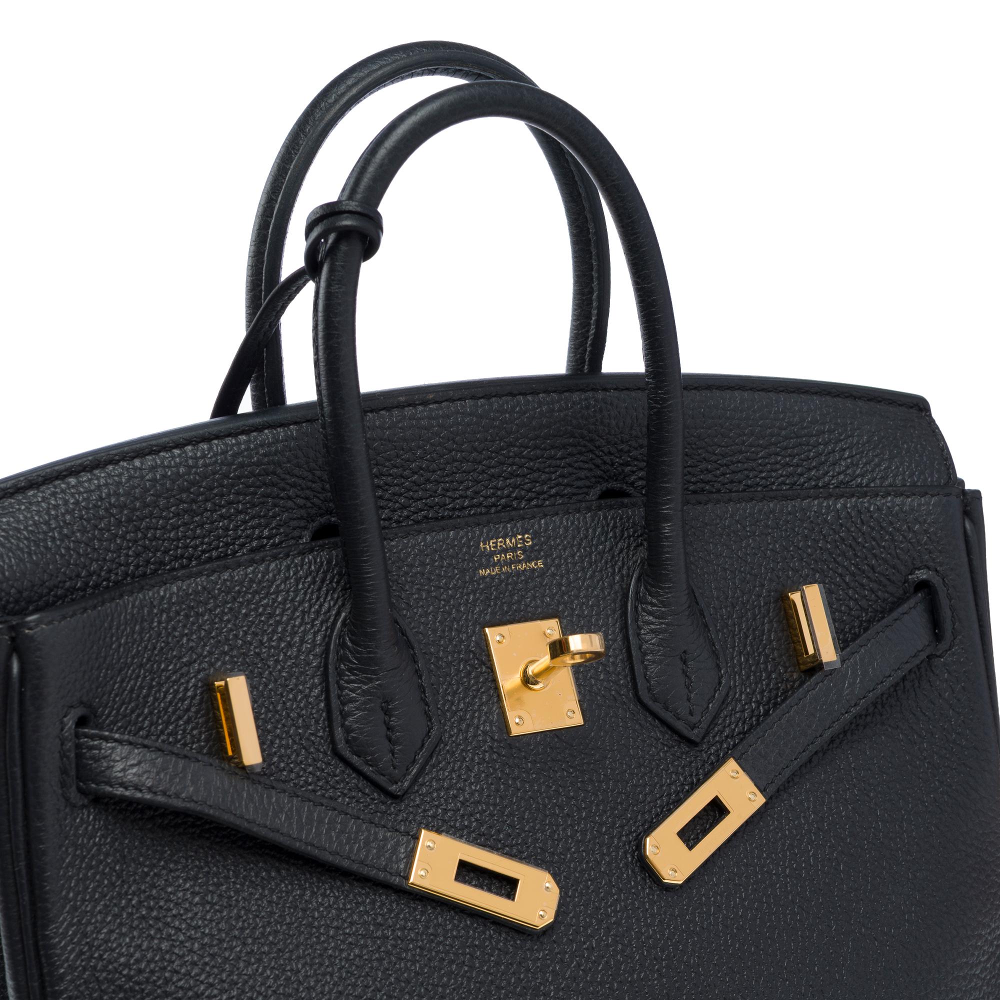 Hermes Birkin 25cm handbag in Black Togo Calf leather, GHW For Sale 2