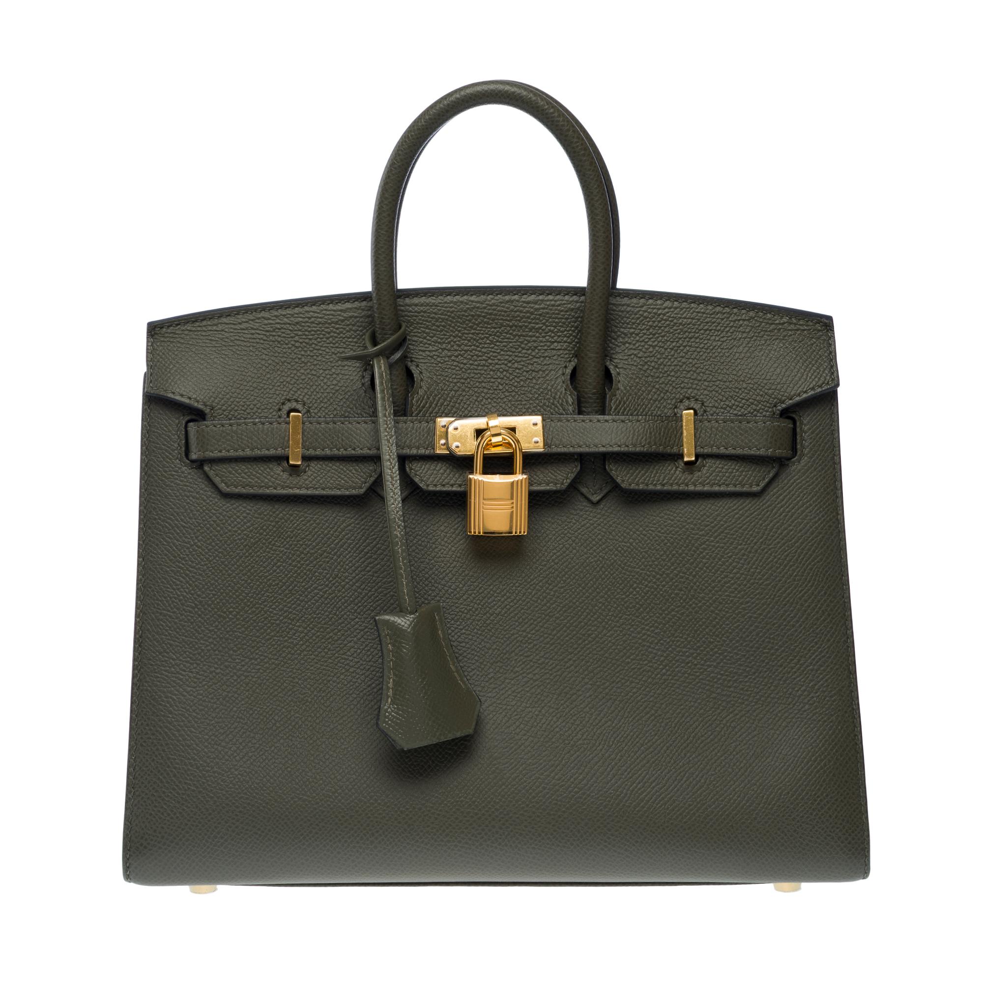 Exceptional​​​​​​ ​​​​​​Birkin​​​​​​ ​​​​​​25​​​​​​ ​​​​​​sellier​​​​​ ​​​​​​Epsom​​​​​​​ ​​​​​Vert​ ​Amande​​,​​​​​ ​​​​​​gold​​​​​ ​​​​​​metal​​​​​​ ​​​​​​trim,​​​​​​ ​​​​​​double​ ​green​ ​leather​​​​​​ ​​​​​​handle​​​​​​ ​​​​​​allowing​​​​​​ ​a​