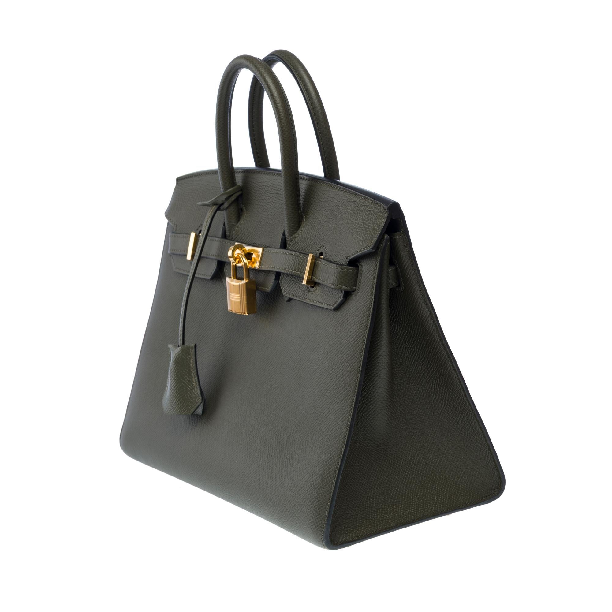 Hermes Birkin 25cm handbag in Vert Amande Epsom Calf leather, GHW In Excellent Condition For Sale In Paris, IDF